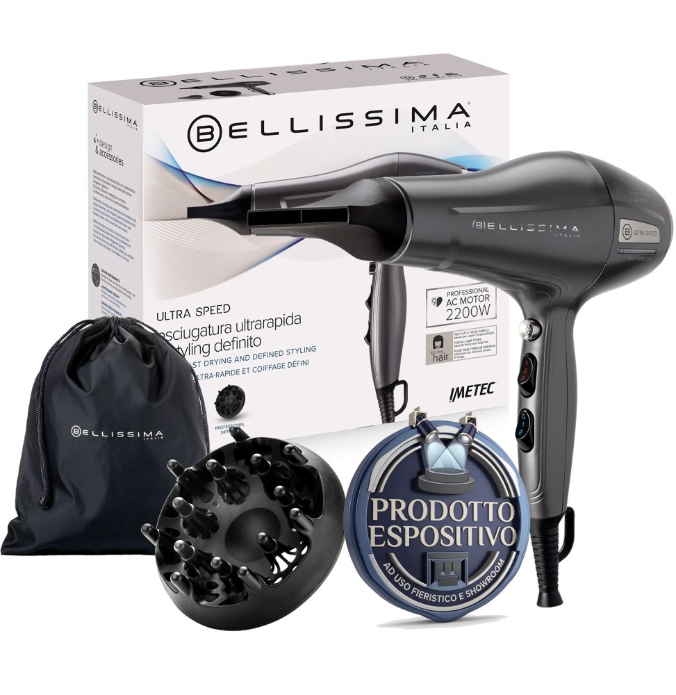 Imetec Bellissima 11859 Asciugacapelli 2200W Ultra Speed Motore AC Ioni Ceramica