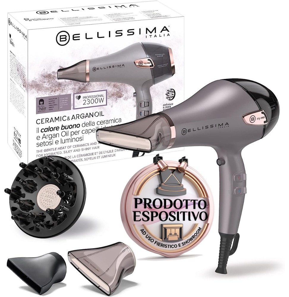 Imetec Bellissima Asciugacapelli Professionale Ceramica Argan Oil 2300W Ioni
