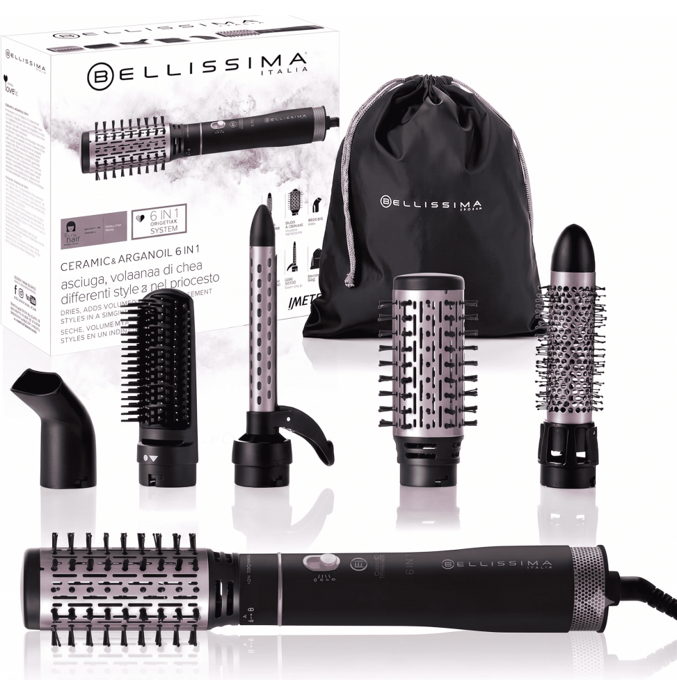 Imetec Bellissima 11934 Spazzola Arricciacapelli Ceramic & Tourmaline 1000W con 5 Accessori