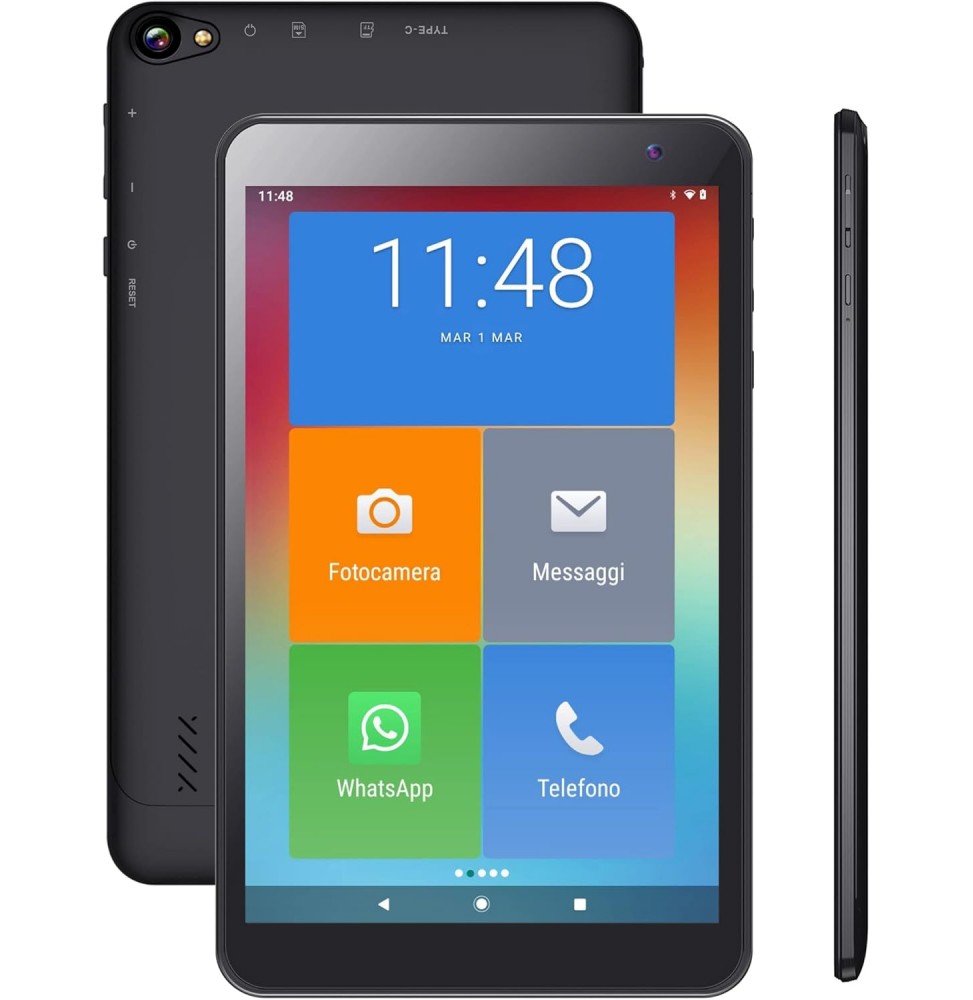 Majestic POLDO Senior Tablet 10.1 IPS Wi-Fi 4G LTE 32GB RAM 3GB Android 11 Nero