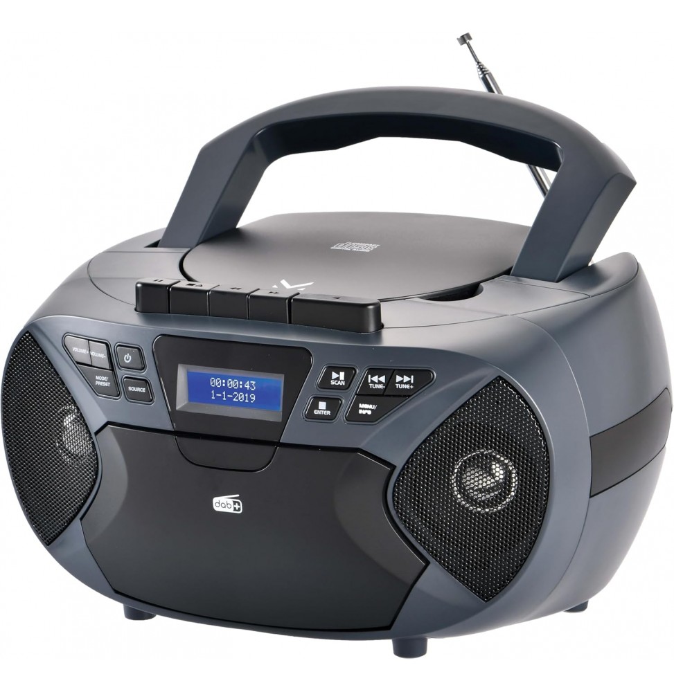 Majestic AH 2430 DAB Boom Box Portatile Lettore CD Radio DAB+ FM Cassette Nero