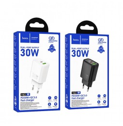 Hoco N63 Caricabatterie da Rete USB-C USB-A PD QC3.0 30W Ricarica Rapida Bianco