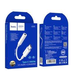 Hoco LS30 Adattatore Audio USB Type C a Jack 3,5mm Cuffie Microfono AUX Bianco
