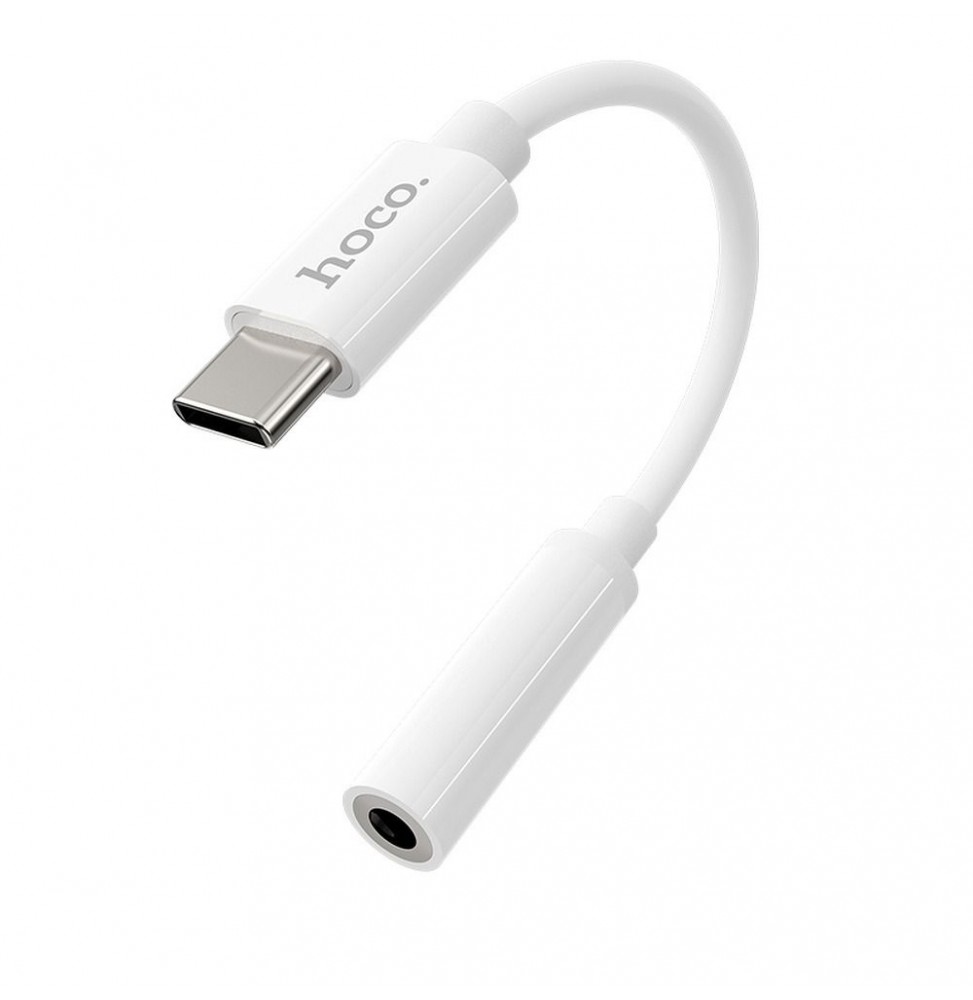 Hoco LS30 Adattatore Audio USB Type C a Jack 3,5mm Cuffie Microfono AUX Bianco