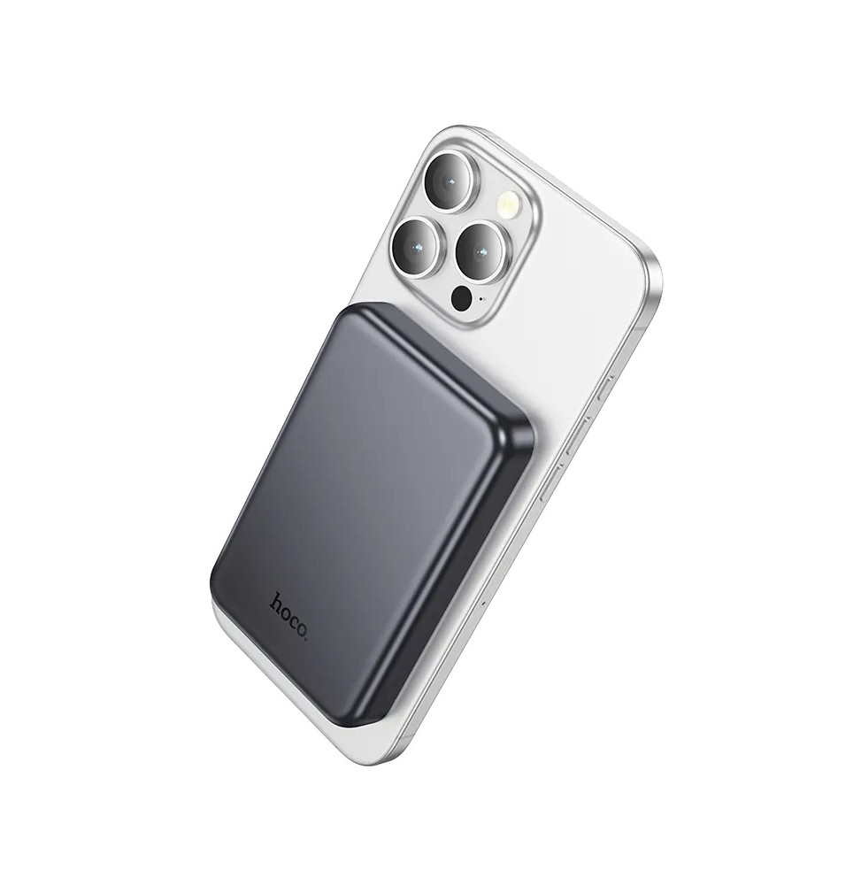 Hoco J160 Power Bank 5000mAh MagSafe 5W USB-C Lightning LED Grigio Metallo