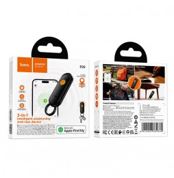 Hoco E99 Localizzatore Compatibile Apple Find My Torcia Allarme 120dB Chiavi Nero