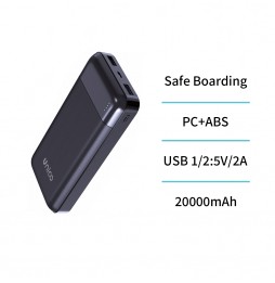 Unico Power Bank 20000mAh 2A Doppia Porta USB LED IC Protection ABS+PC