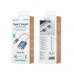 Unico AD1360 Scheda Audio Type C Esterna 7.1 Cavo Audio Microfono Jack 3.5mm Grigio 19cm