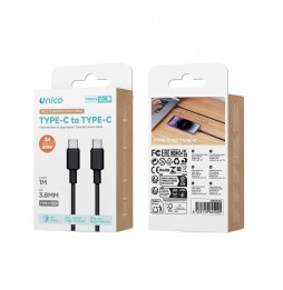 Unico CB2074 Cavo Type C 60W 3A PD Fast Charge 1m Ricarica Dati 480Mbps Nero