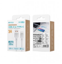Unico CB6473 Cavo USB A a TypeC 18W 3.4A Ricarica Dati 480Mbps PVC 2 Metri White