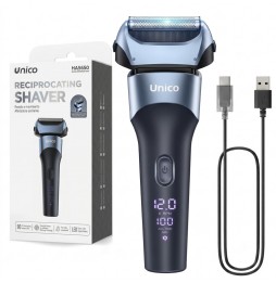 Unico HA5650 Rasoio Elettrico Testina 3 Lame IPX6 Display LED Type-C 5W 600mAh Blu