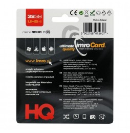 Imro Scheda Di Memoria MicroSD 32GB Classe 10 UHS-I 100MB/s Per Smartphone E Cam