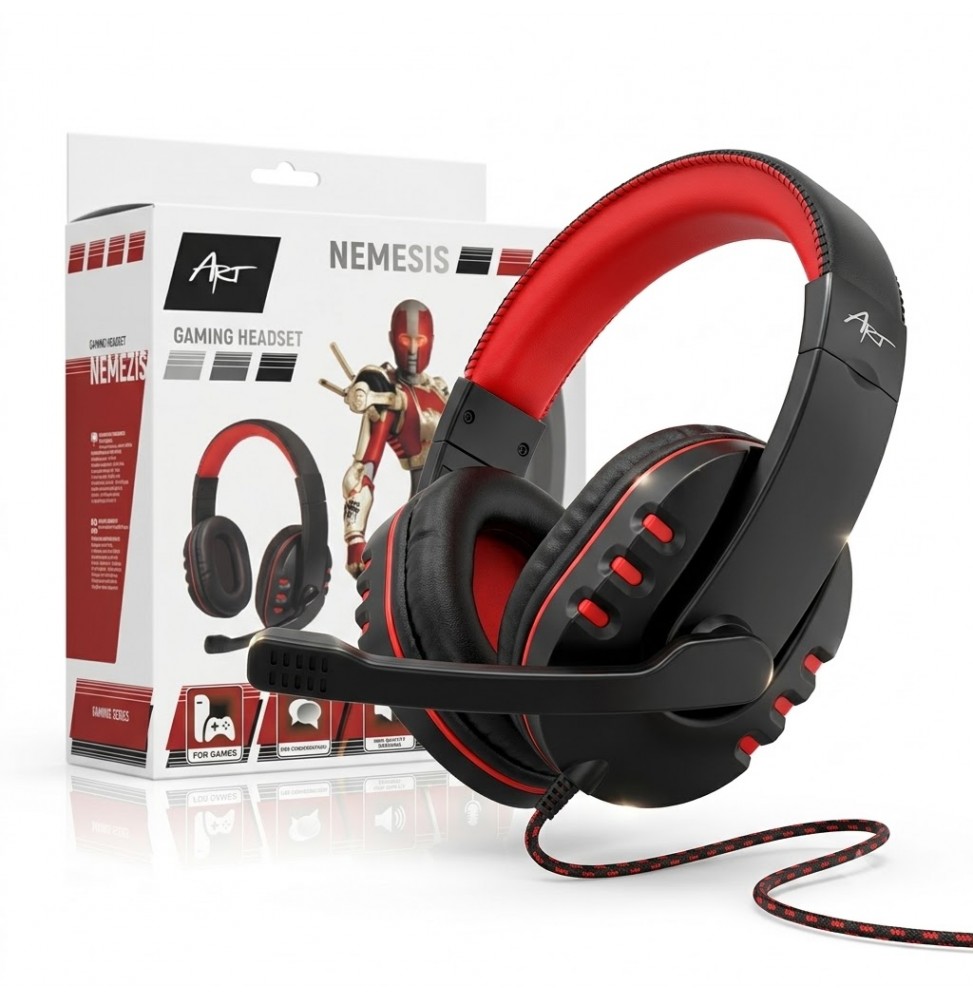 Art Nemezis Cuffie Gaming Microfono Retrattile Cavo 2.4m Mini Jack PS4 PS5 PC