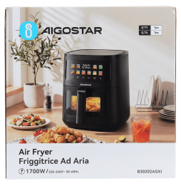 Aigostar Friggitrice Ad Aria 9L 1700W Display Touch Timer Finestra Visibile Nero