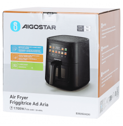 Aigostar Friggitrice Ad Aria 9L 1700W Display Touch Timer Finestra Visibile Nero