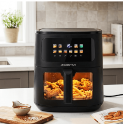 Aigostar Friggitrice Ad Aria 9L 1700W Display Touch Timer Finestra Visibile Nero