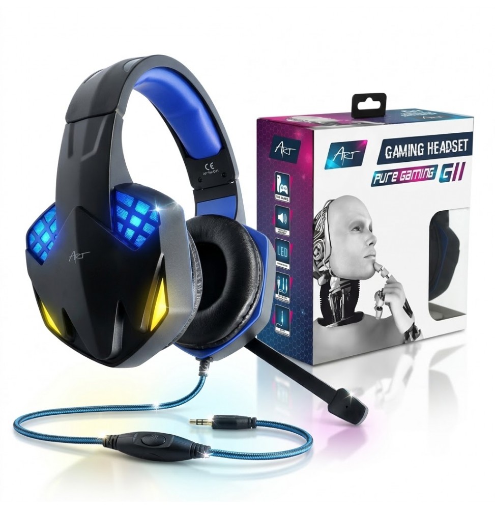 Art G11 Cuffie Gaming Microfono Pieghevole LED Jack 3.5mm USB PS4 PS5 Switch PC