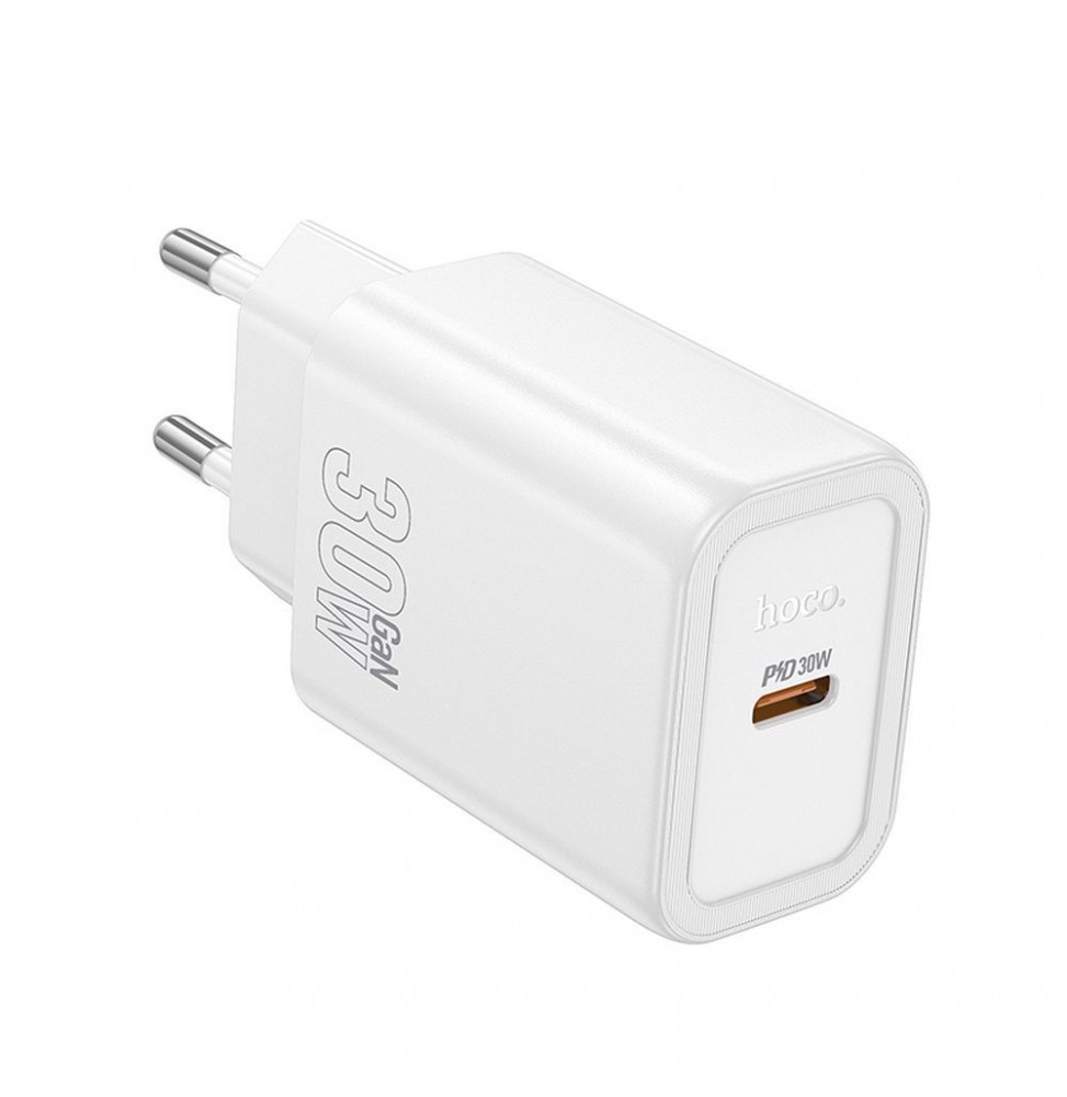 Hoco N62 Caricabatterie Da Rete USB-C 30W Ricarica Rapida PD QC3.0 Plastica Bianco