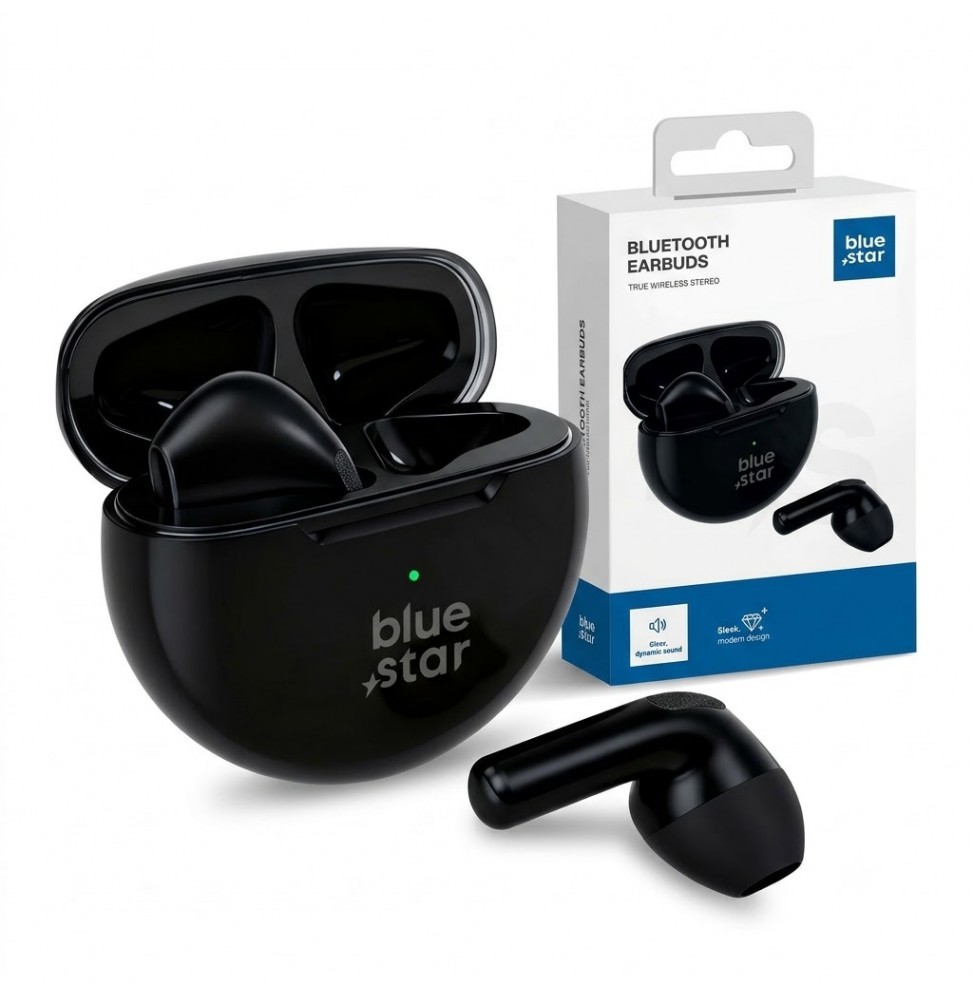Blue Star Circle Beat TX3 Auricolari Wireless TWS Bluetooth 5.3 Microfono Nero