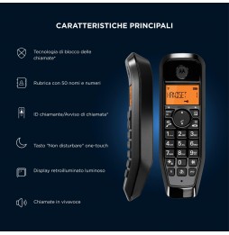 Motorola Voice S1201 Telefono Cordless Vivavoce Blocco Chiamate Display Nero Usb