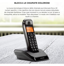 Motorola Voice S1201 Telefono Cordless Vivavoce Blocco Chiamate Display Nero Usb