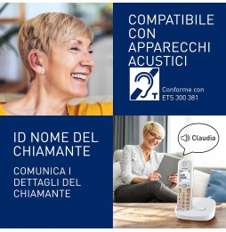 Panasonic KX-TGU410EXW Telefono Cordless Amplificato Torcia Led Call Bianco Argento