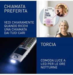 Panasonic KX-TGU410EXW Telefono Cordless Amplificato Torcia Led Call Bianco Argento