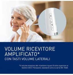 Panasonic KX-TGU410EXW Telefono Cordless Amplificato Torcia Led Call Bianco Argento