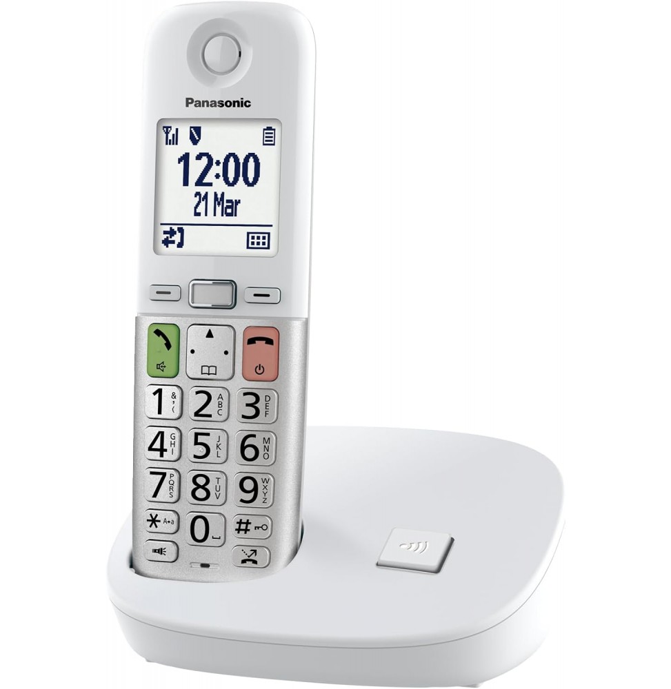 Panasonic KX-TGU410EXW Telefono Cordless Amplificato Torcia Led Call Bianco Argento