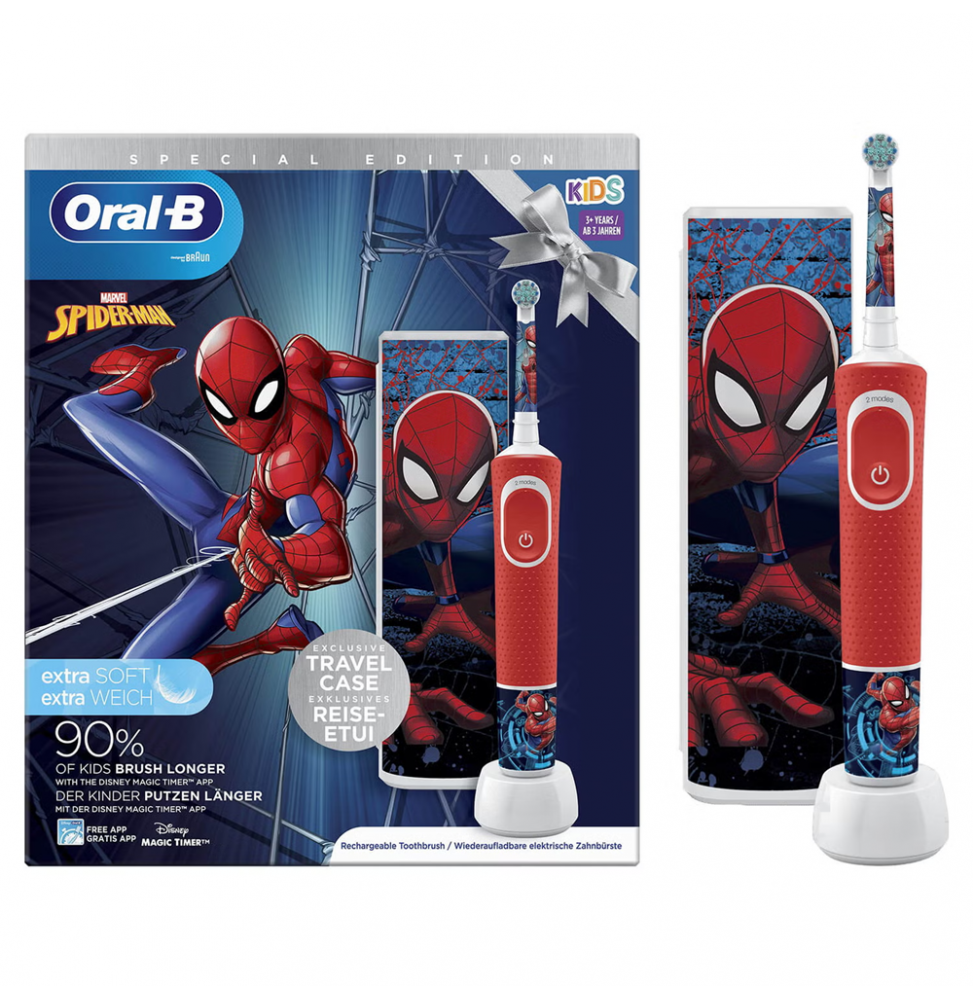 Oral-B Vitality Pro Spazzolino Elettrico Bambini Spiderman Custodia Viaggio