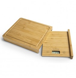 Innoliving Bilancia Digitale Da Cucina In Bambù Con Tagliere 2 In 1 Display LCD