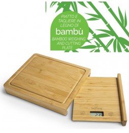 Innoliving Bilancia Digitale Da Cucina In Bambù Con Tagliere 2 In 1 Display LCD