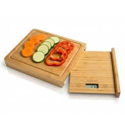Innoliving Bilancia Digitale Da Cucina In Bambù Con Tagliere 2 In 1 Display LCD