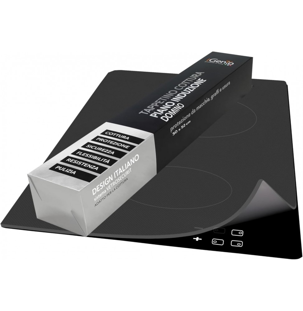 iGenio Tappetino Cottura Piano Induzione Silicone Nero Fumè Protezione 30x52 cm