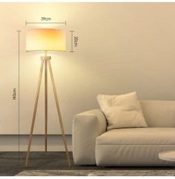 Aigostar Lampada Da Terra Treppiede Legno Bianco E27 H143cm Interruttore Pedale