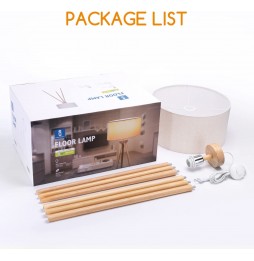 Aigostar Lampada Da Terra Treppiede Legno Bianco E27 H143cm Interruttore Pedale