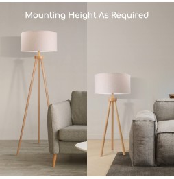Aigostar Lampada Da Terra Treppiede Legno Bianco E27 H143cm Interruttore Pedale