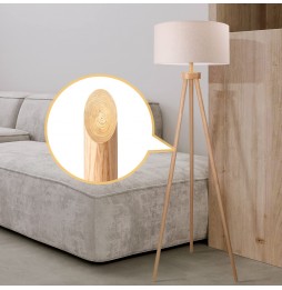 Aigostar Lampada Da Terra Treppiede Legno Bianco E27 H143cm Interruttore Pedale