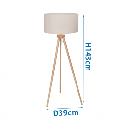Aigostar Lampada Da Terra Treppiede Legno Bianco E27 H143cm Interruttore Pedale
